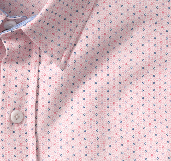 Johnston & Murphy Pink Dotted Print Flex Stretch Shirt