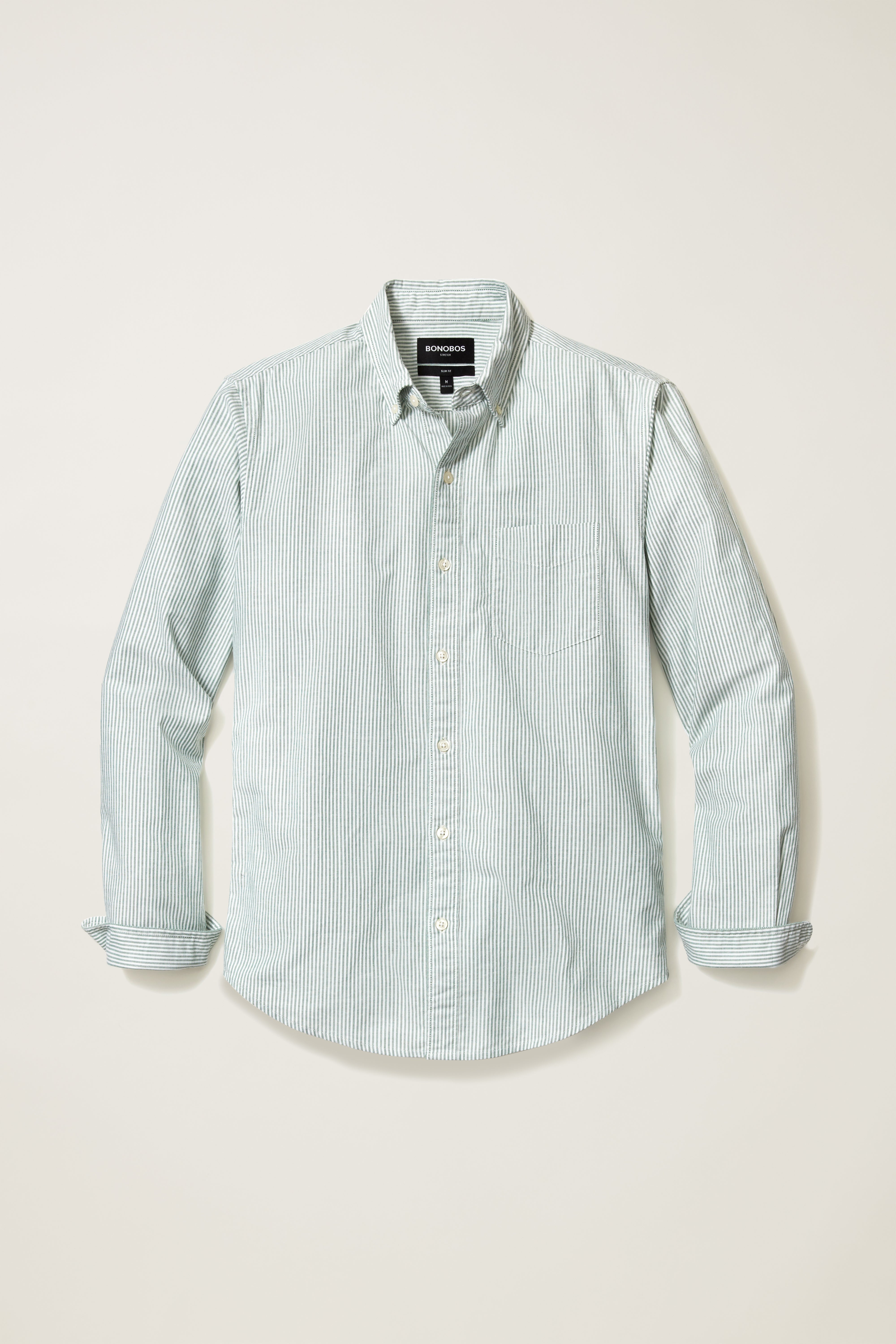 Wholesale,Bonobos, Bonobos Green Stripe Slim Long Sleeve Stretch Oxford Shirt, Green, Medium-42-TagMLarge-45-TagLExtra Large-48-TagXLExtra Extra Large-50-TagXXL