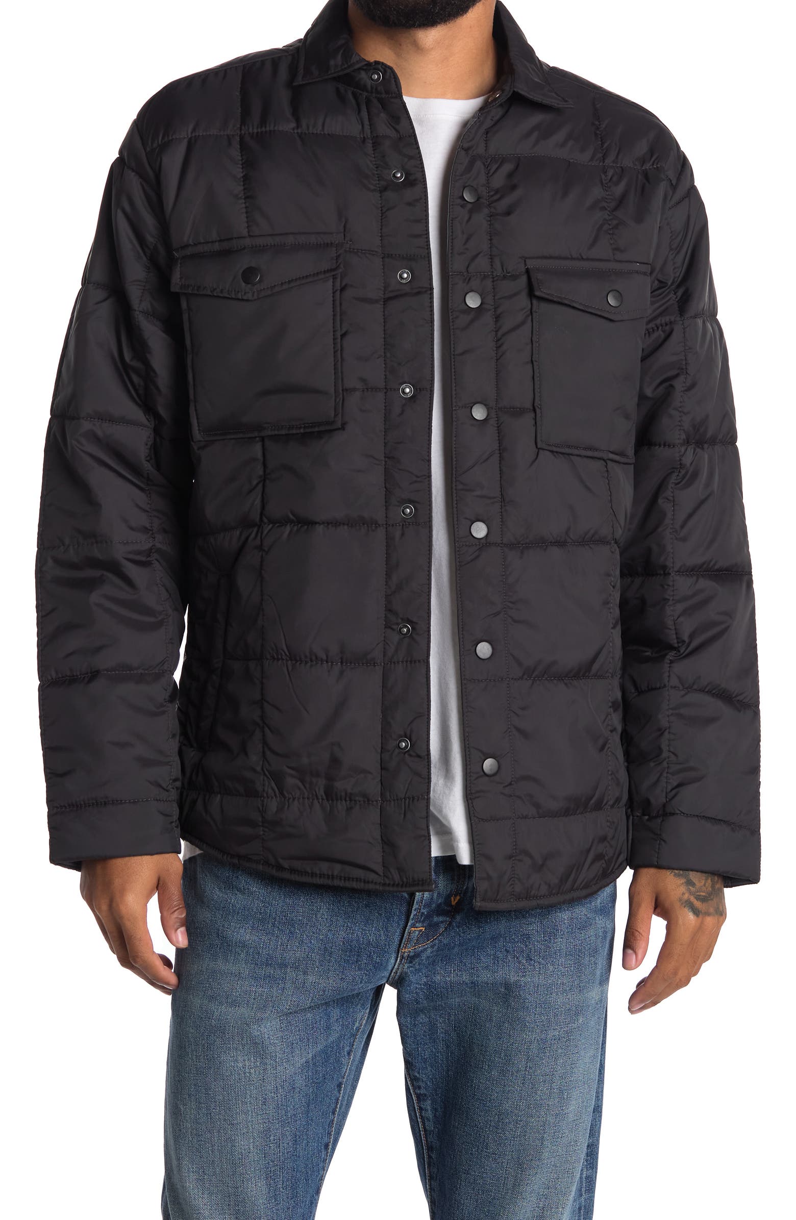 Nordstrom Rack, Vintage 1946 Black Quilted Shacket, Black, Medium-45-TagM