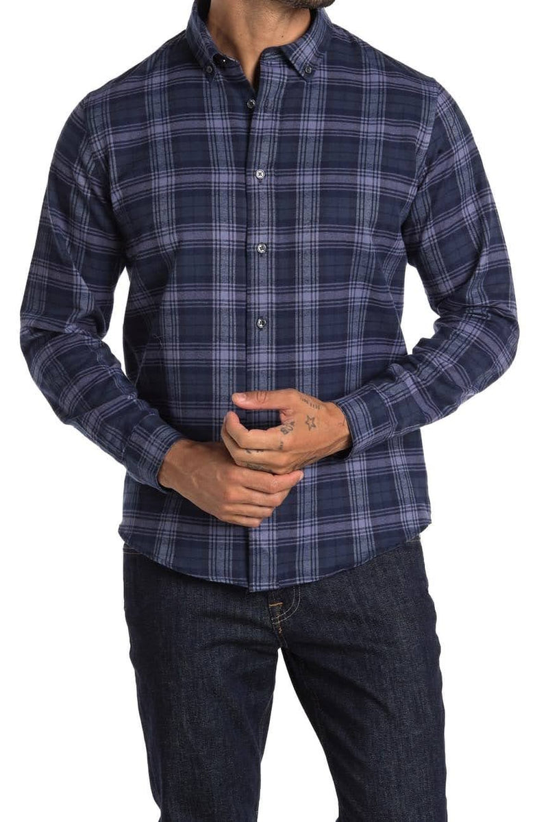 Slate & Stone Blue Plaid Flannel Button Down Shirt