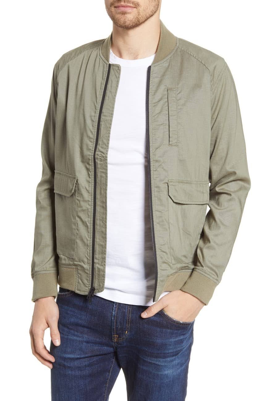 Nordstrom Rack, Acyclic Olive Bomber Jacket, Green, Medium-45-TagM