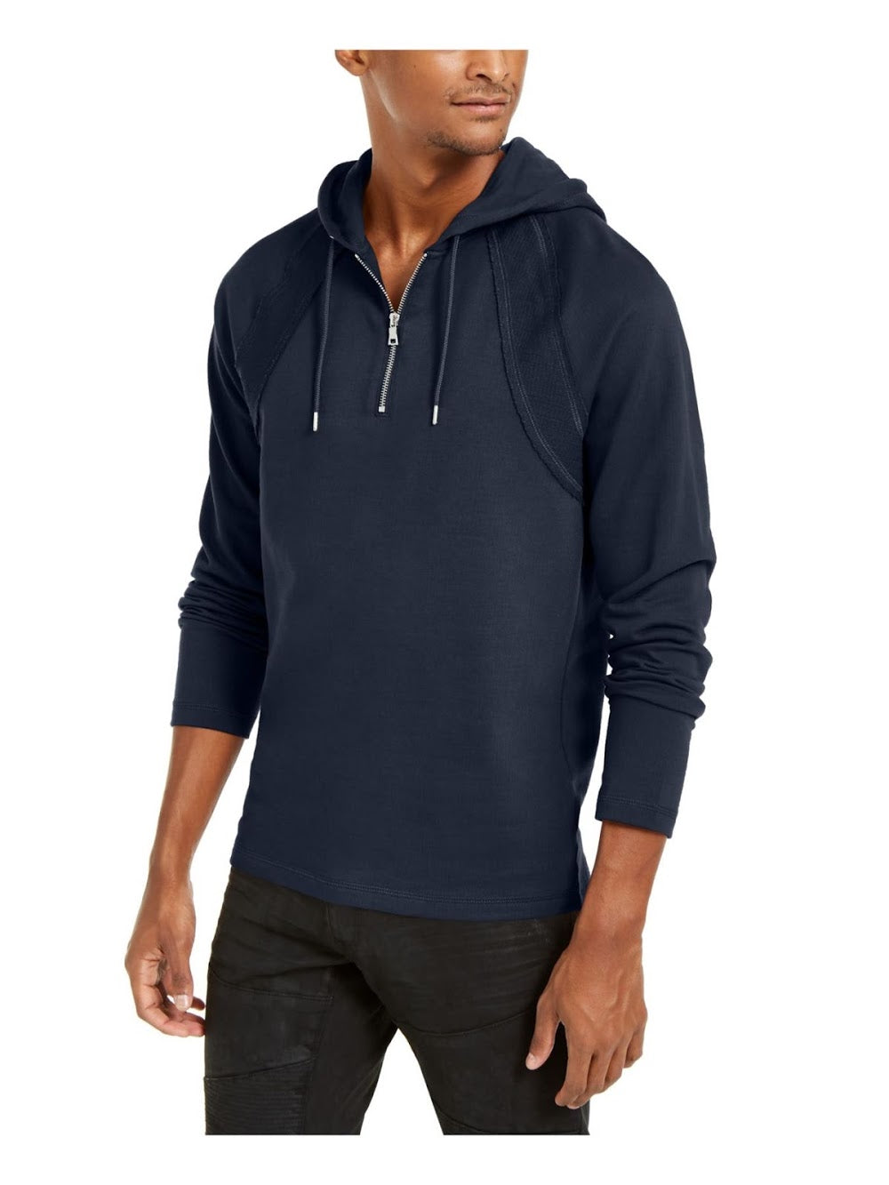 Bobbi + Bricka,INC, INC Navy Raglan Sleeve Quarter-Zip Hoodie, Blue, Medium-40-TagM