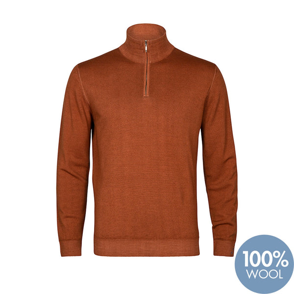 R2 Amsterdam Burnt Orange Quarter Zip Sweater