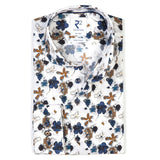 R2 Amsterdam White Multi Floral Print Button Up Shirt