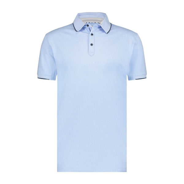 R2 Amsterdam Light Blue Pique Tipped Collar Short Sleeve Polo