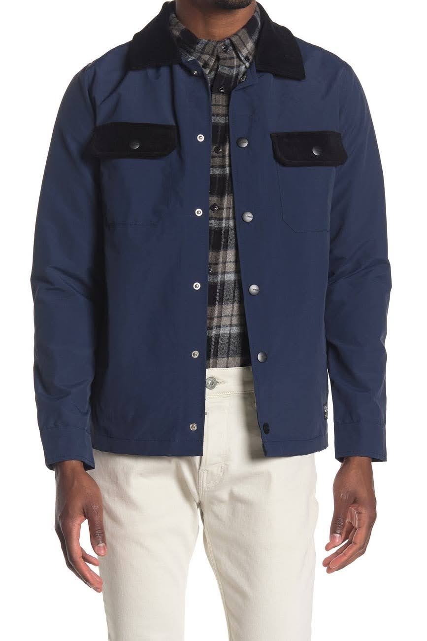Nordstrom Rack, Ezekiel Navy Contrast Collar Snap Up Jacket, Blue, Medium-45-TagM