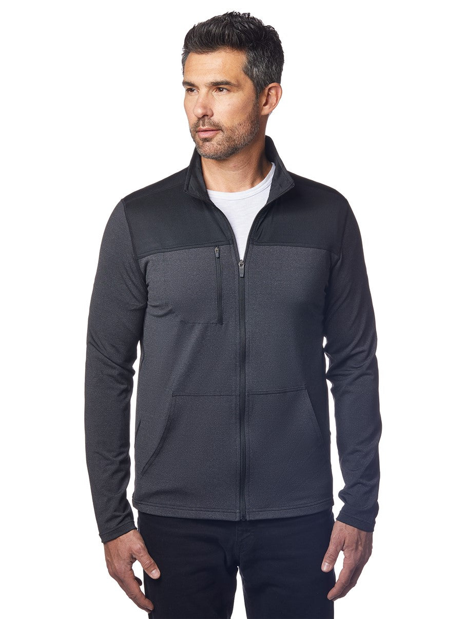 Brand Partner,Landway, Landway Dark Grey & Black Colorblock Performance Zip Up Jacket, Grey, Medium-42-TagM