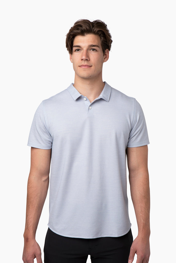 Brand Partner,Western Rise, Western Rise Light Blue Merino Wool Short Sleeve Polo, Blue, Small-40-TagS