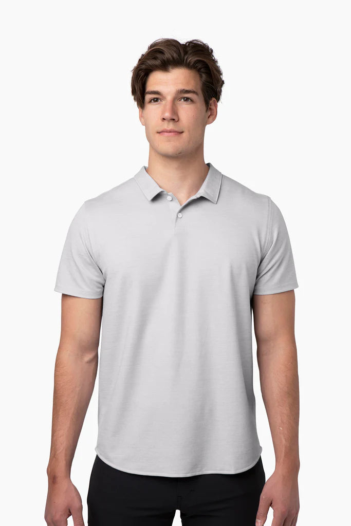 Brand Partner,Western Rise, Western Rise Light Grey Merino Wool Short Sleeve Polo, Grey, Medium-43-TagM
