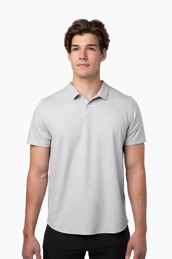 Western Rise Light Grey Merino Wool Short Sleeve Polo