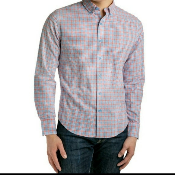 Poshmark, Twillory Orange/Blue Untuckable Button Down Shirt, Orange, Small-41-TagS
