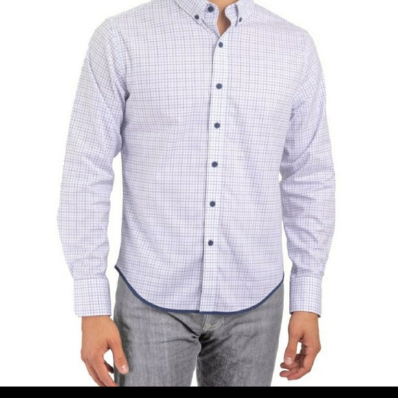 Twillory, Twillory Tri-Blue Untuckable Button Down Shirt, Blue, Small-41-TagS