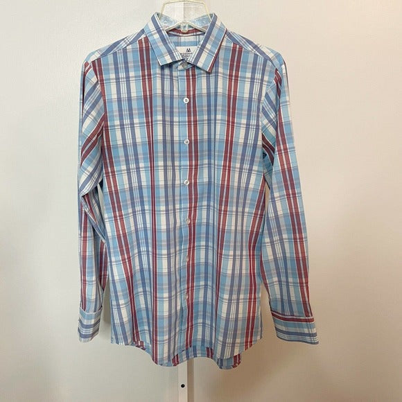 Poshmark, Mizzen + Main Plaid Trim Fit Button-up Shirt, Blue, Medium-42-TagM