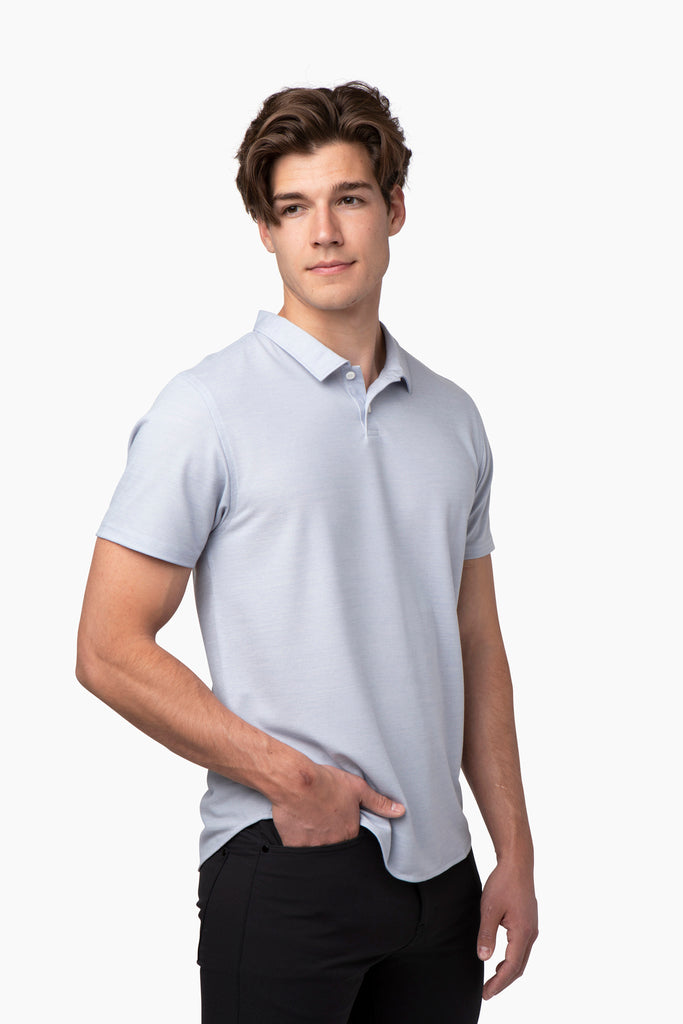 Brand Partner,Western Rise, Western Rise Light Blue Merino Wool Short Sleeve Polo, Blue, Small-40-TagS