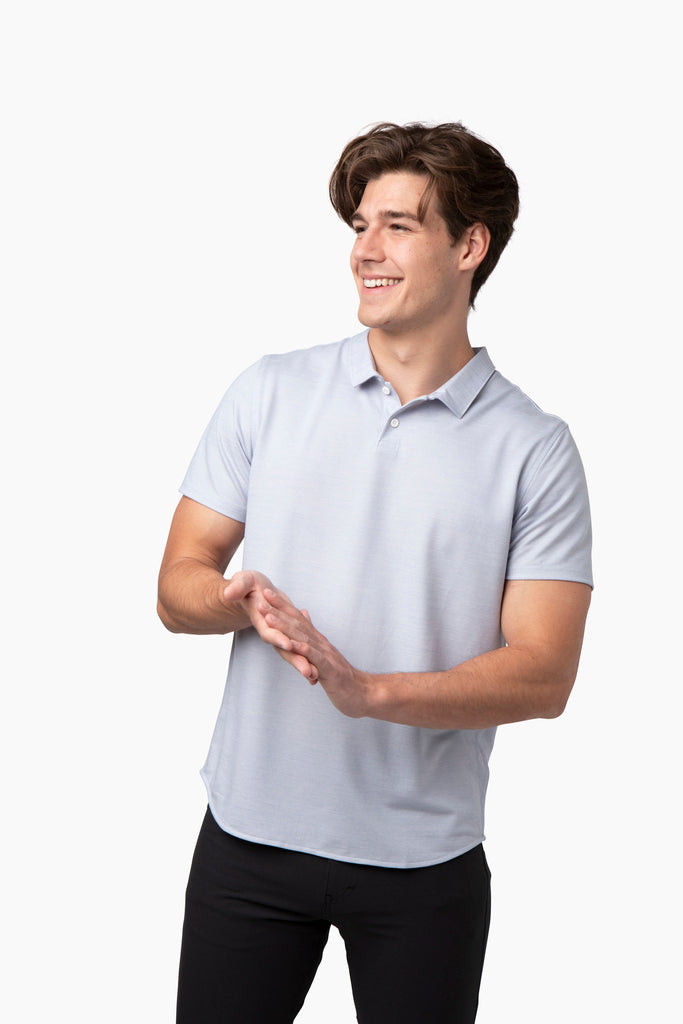 Taelor.Style, Western Rise Light Blue Merino Wool Short Sleeve Polo, Blue, Small-41-TagS