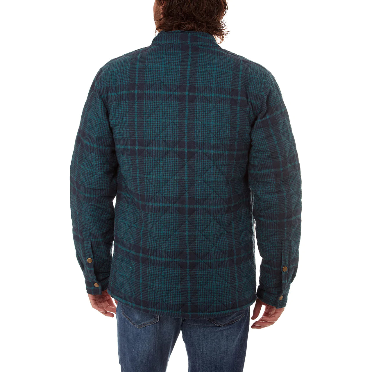 Faire,PX, PX Quilted Blue & Green Plaid Flannel Shacket, Blue, Medium-43-TagM
