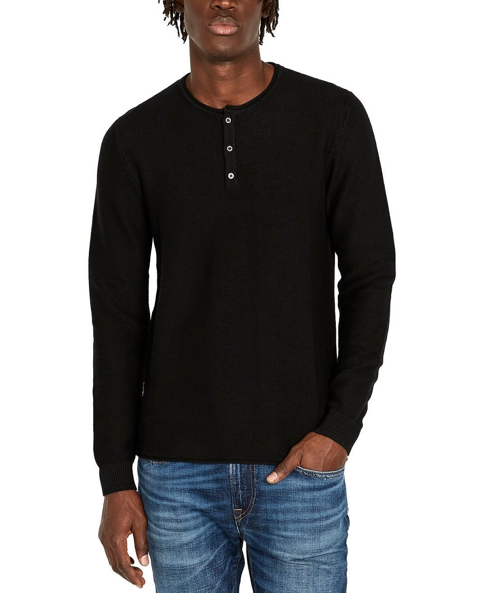 Macy's, Buffalo David Bitton Black Henley, Black, Medium-41-TagM