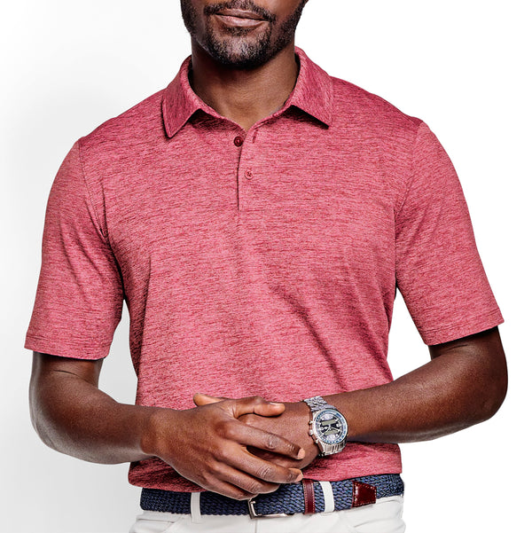 Johnston & Murphy Red Solid XC4 Short Sleeve Golf Polo