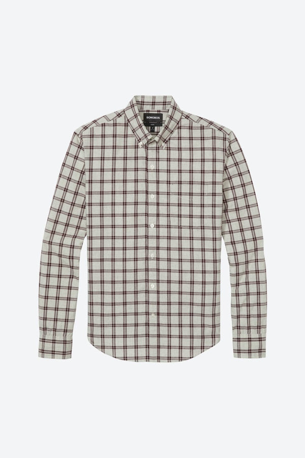 Bonobos Grey and Burgundy Plaid Button Down Shirt