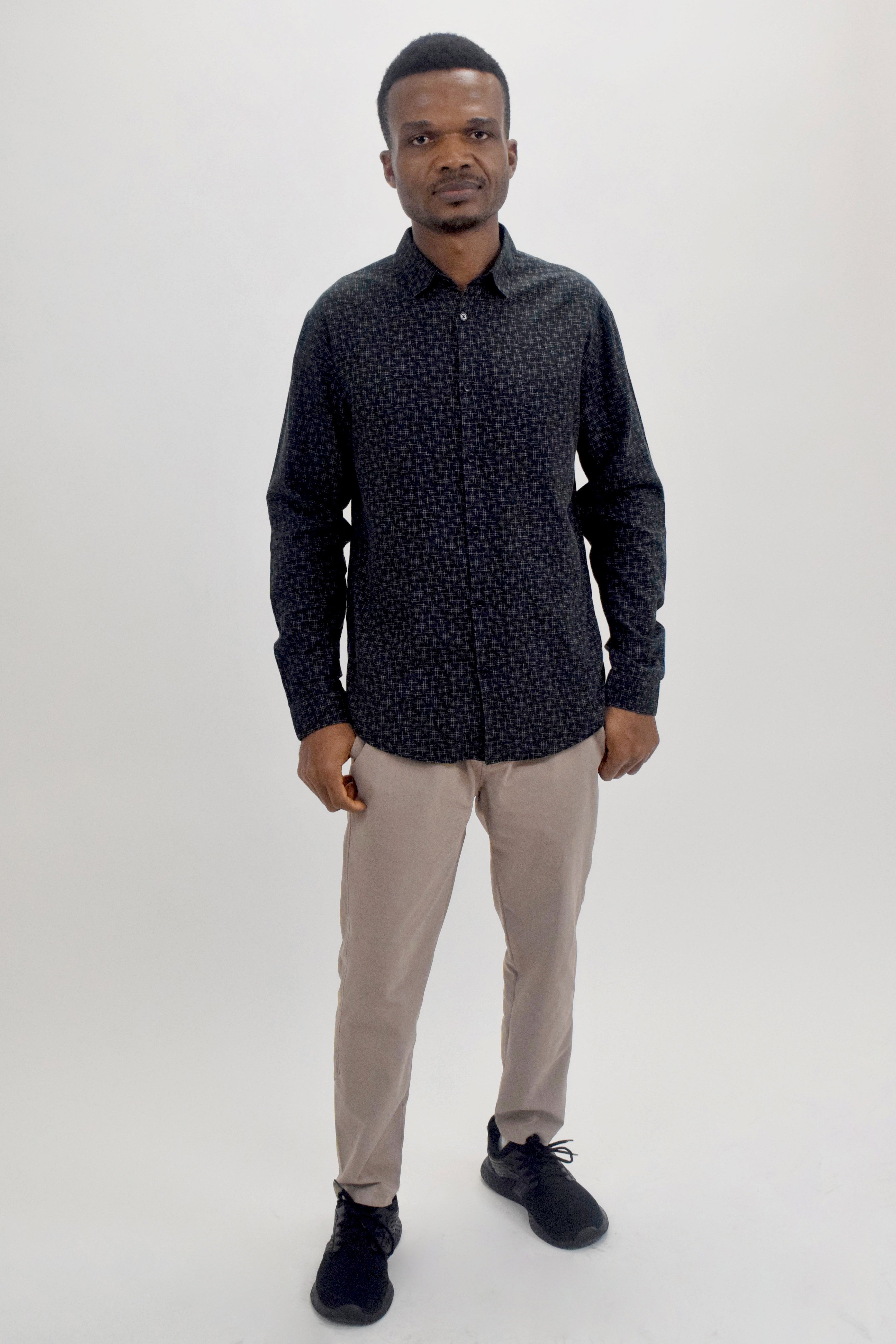 The RealReal,The Kooples, The Kooples Black Abstract Print Button Up, Black, Medium-42-TagM
