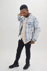 Eleven Paris Light Blue Acid Wash Denim Jacket