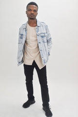 Eleven Paris Light Blue Acid Wash Denim Jacket