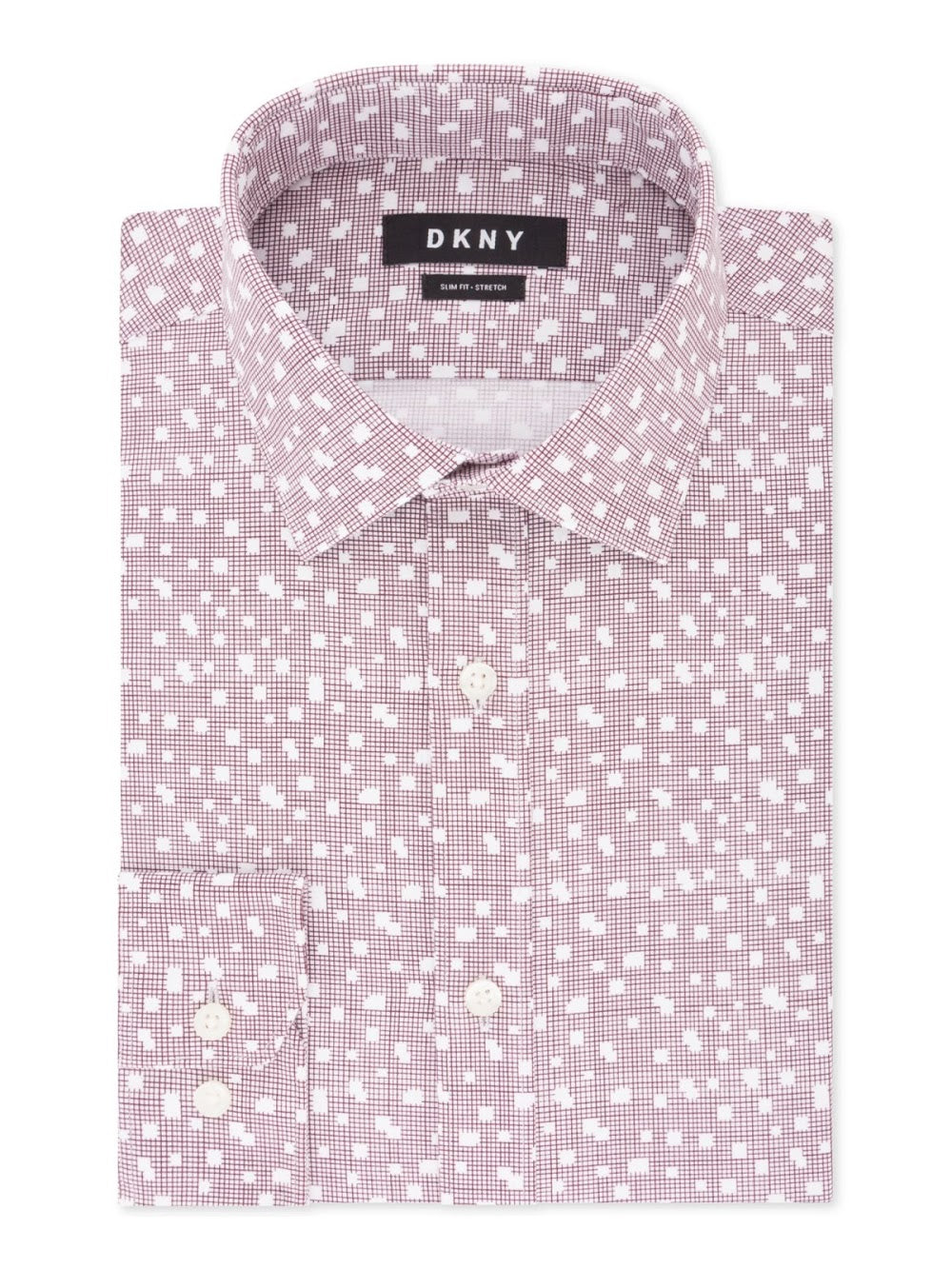 Bobbi + Bricka, DKNY Burgundy Print Button Up Shirt, Red, Medium-42-TagM