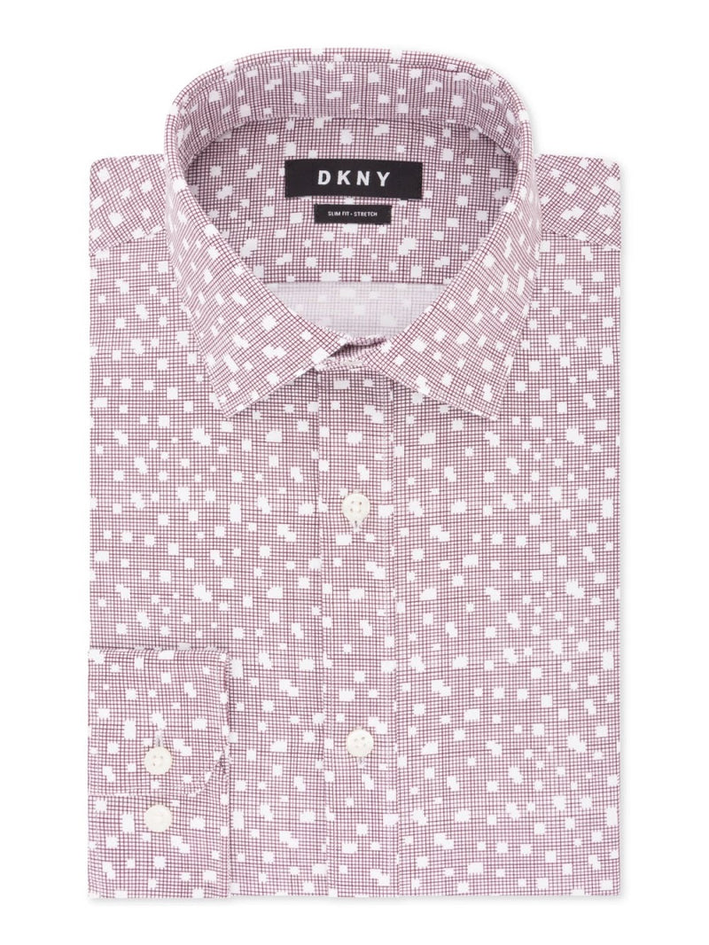 DKNY Burgundy Print Button Up Shirt