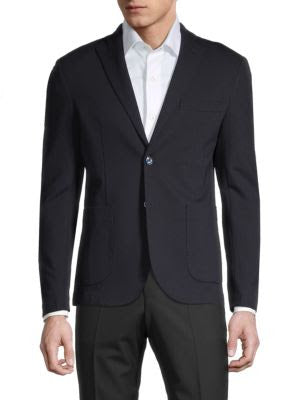 Saks Off 5th, Sak's Navy Ponte Knit Blazer, Blue, Medium-43-TagM