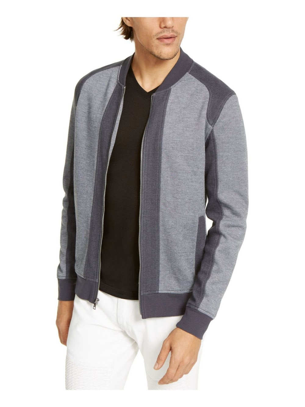 Bobbi + Bricka,INC, INC Heather Grey Colorblock Full Zip Jacket, Grey, Medium-44-TagM