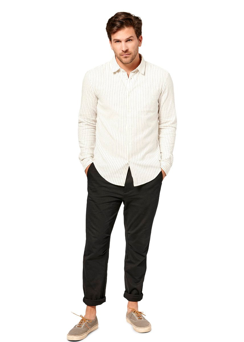 Brand Partner,Tags, Tags White Striped Cotton Button Up Shirt, Blue, Medium-42-TagM