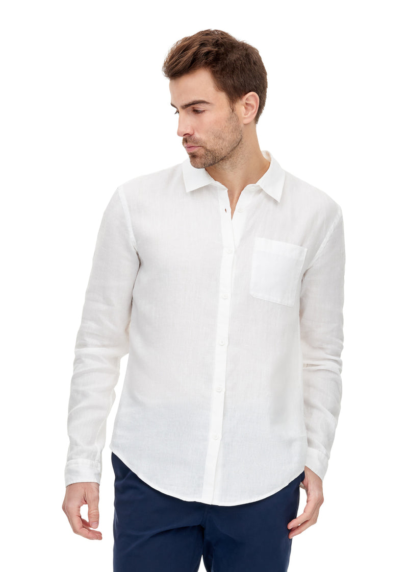 Tags White Linen Button Up Shirt