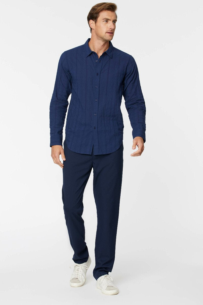 Brand Partner,Tags, Tags Navy Crinkle Button Up Shirt, Blue, Medium-43-TagM