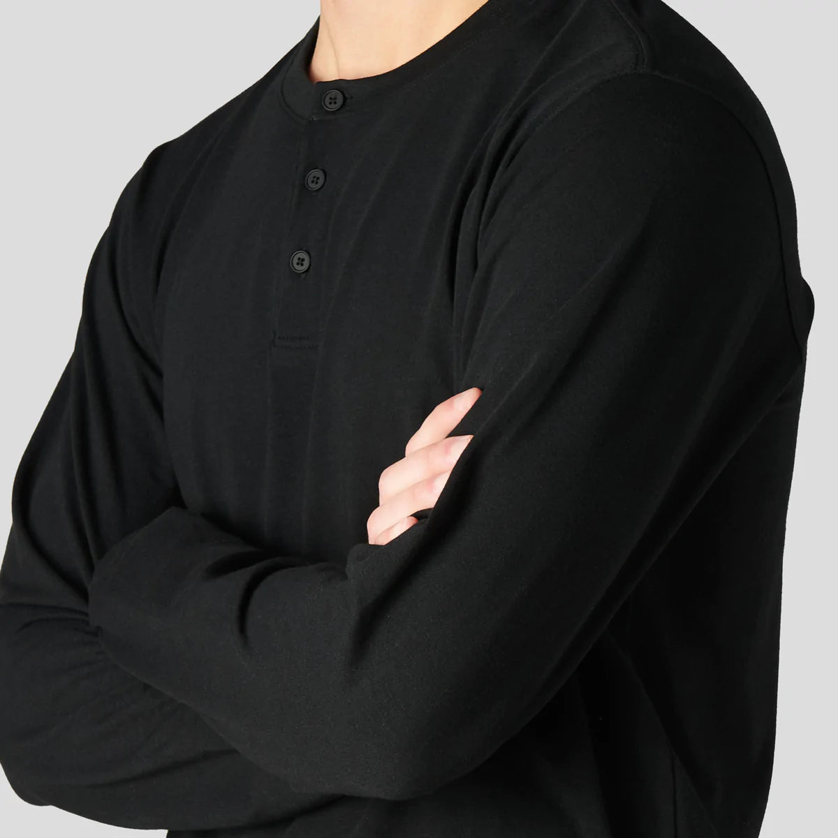 Brand Partner,Western Rise, Western Rise Black Long Sleeve Ultra Soft Henley, Black, Small-40-TagS